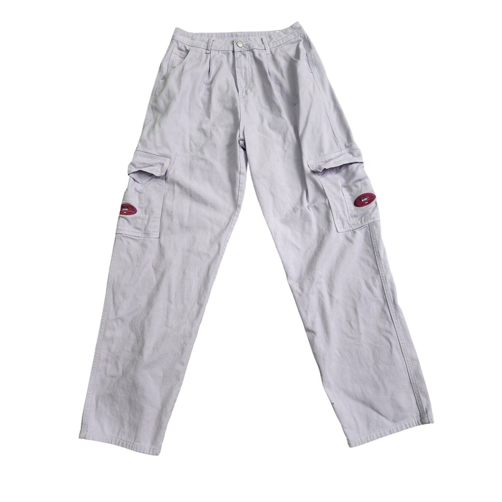 SHEIN Wake Jeans Carpenter Cargo Skater Utility Baggy‎ Pleated Lavender Denim L